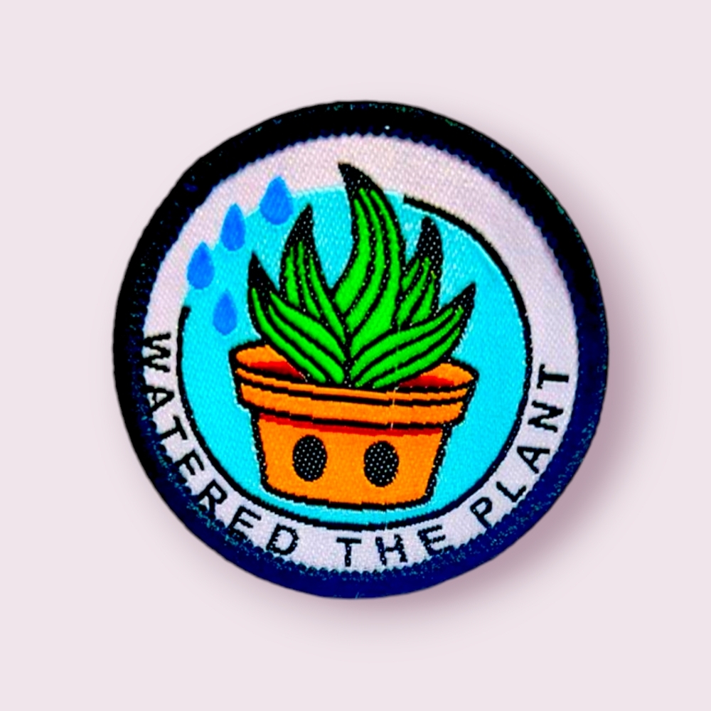 A13a--Iron on Embroidered patch-To Do List-Watered Plant-Cactus‎